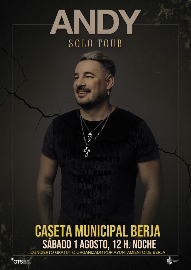 Cartel Andy Solo Tour en Berja 2026 - Andy llevará su ‘Solo Tour’ a la Caseta Municipal de la Feria de Berja 2026