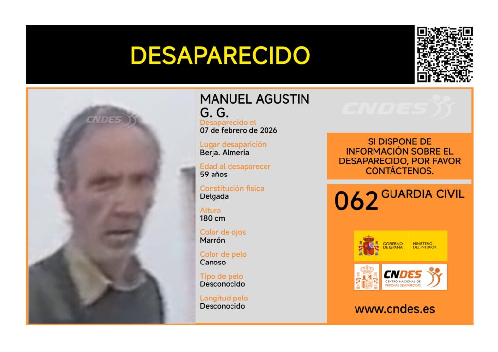 cartel ManuelAgustinGG largo - Organizan una batida para buscar al vecino de Berja desaparecido