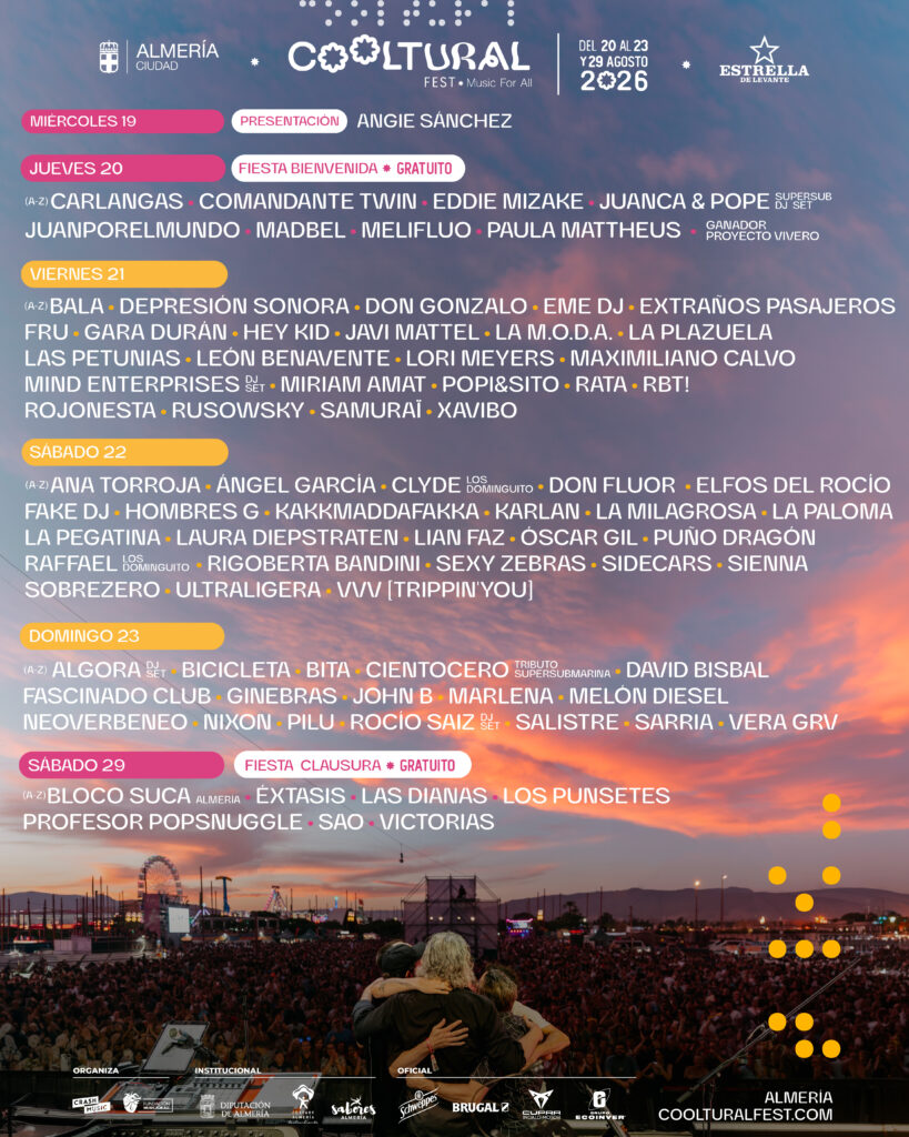 260414 Cooltural Fest Cartel Por Dias 1 - Cooltural Fest desvela el reparto por días del cartel en la que será su edición más almeriense