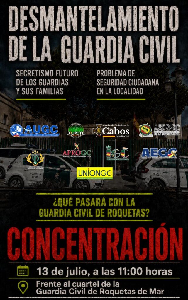 WhatsApp Image 2026 06 30 at 18.11.32 1 - Las asociaciones de guardias civiles protestarán contra el cierre del cuartel de Roquetas de Mar