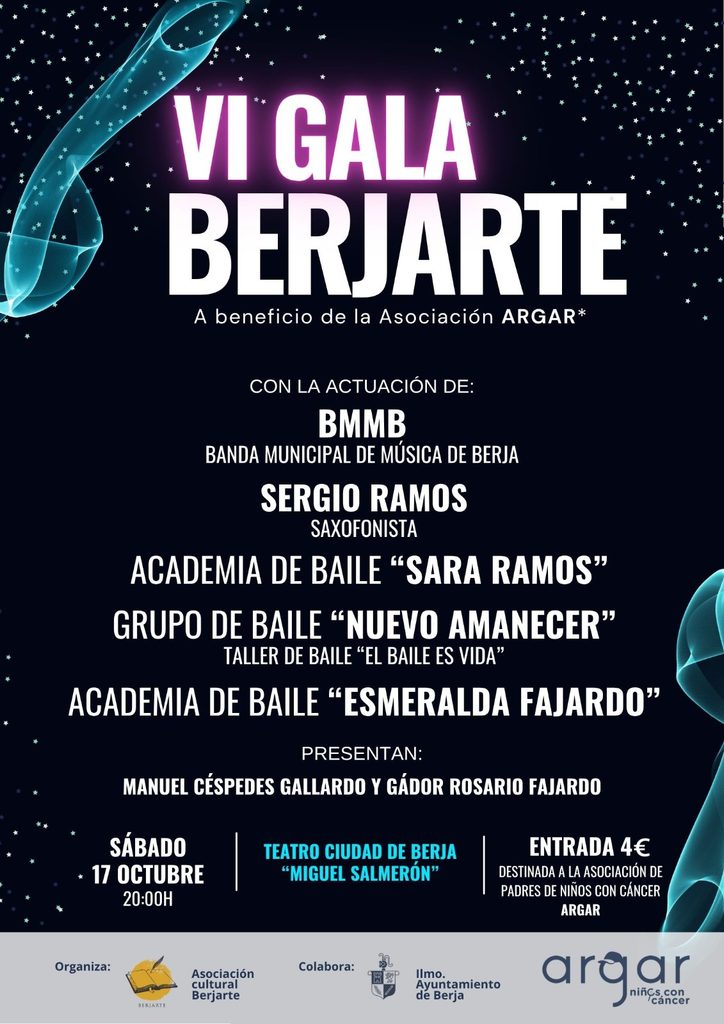 VI Gala Berjarte 724x1024 1 - La VI Gala Berjarte unirá el talento y corazón de sus artistas en beneficio de la asociación Argar