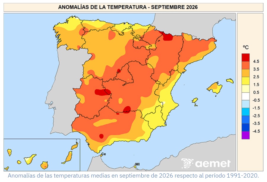 tabla 2 - Septiembre de 2026, el más cálido desde que hay registros