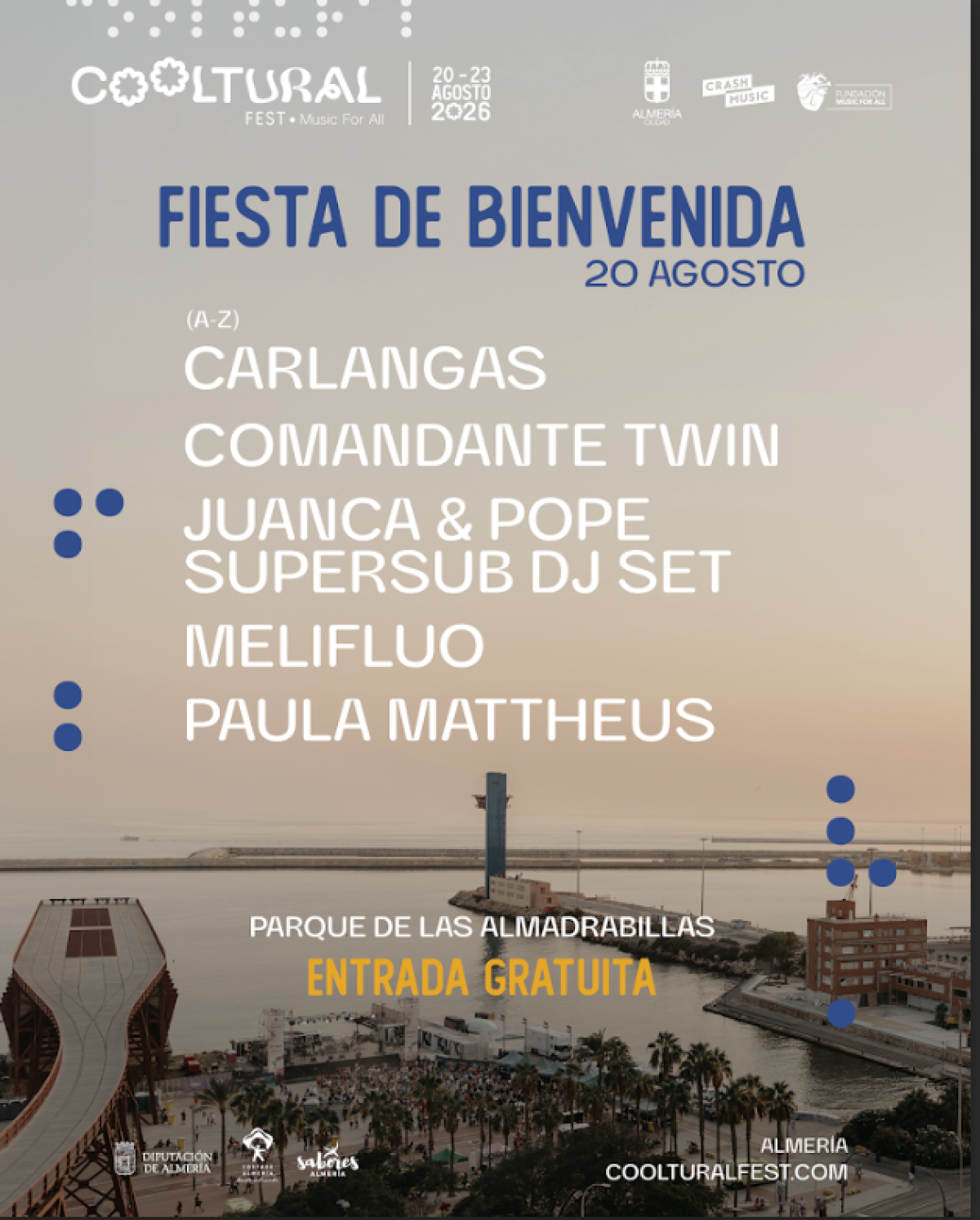 Cartel de la Fiesta del Bienvenida del Cooltural Fest 2026