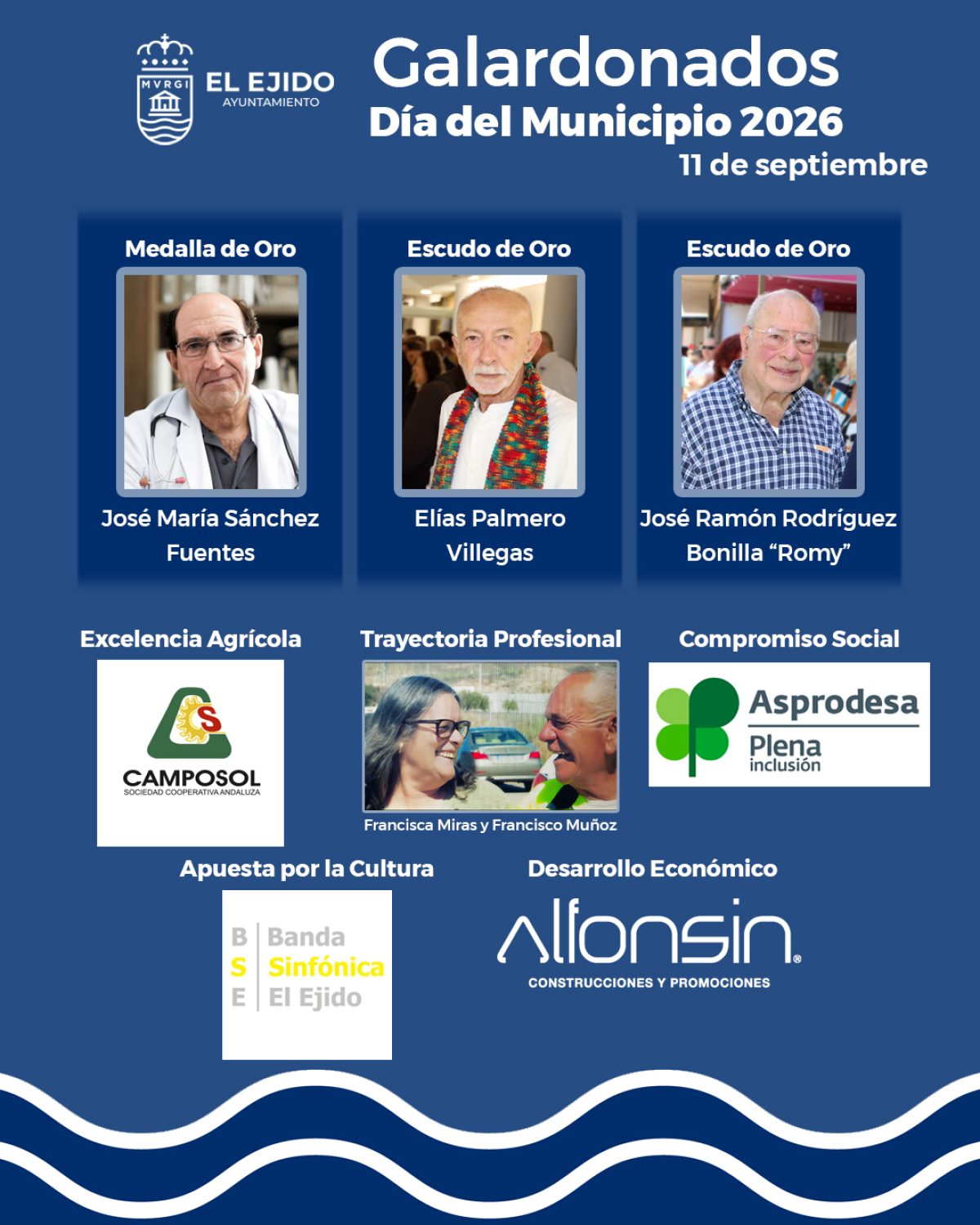Premiados en el Día del Municipio de El Ejido. /DC
