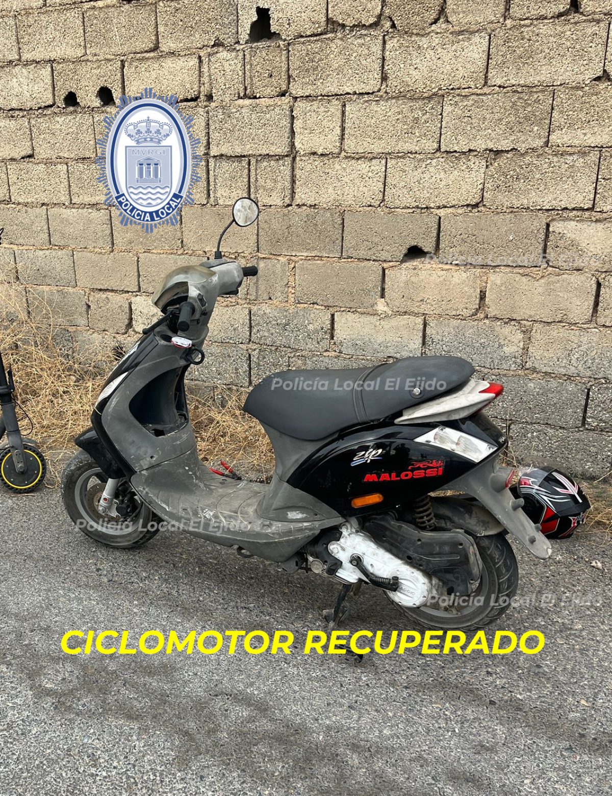 Vehículo recuperado por la Policía Local. /P.L. El Ejido