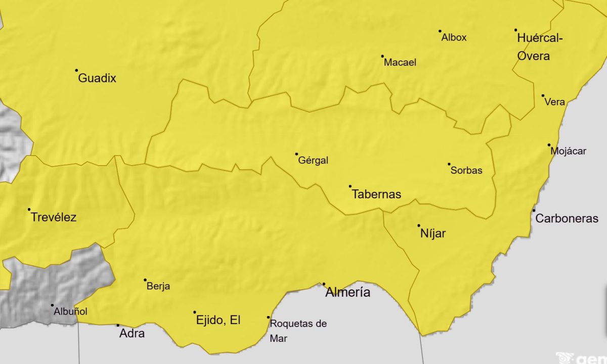 Toda Almería estará en alerta amarilla. /AEMET