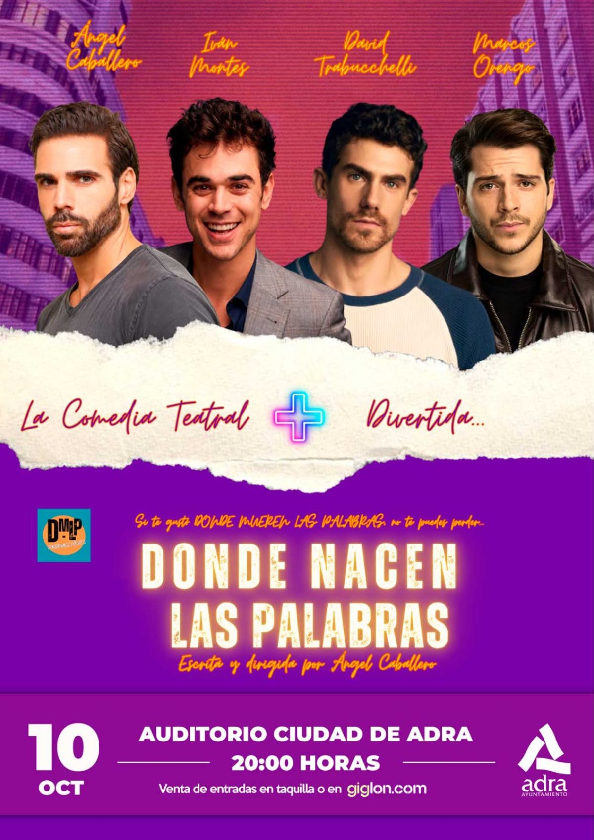 El Auditorio Ciudad de Adra acogerá el 10 de octubre la comedia Donde nacen las palabras