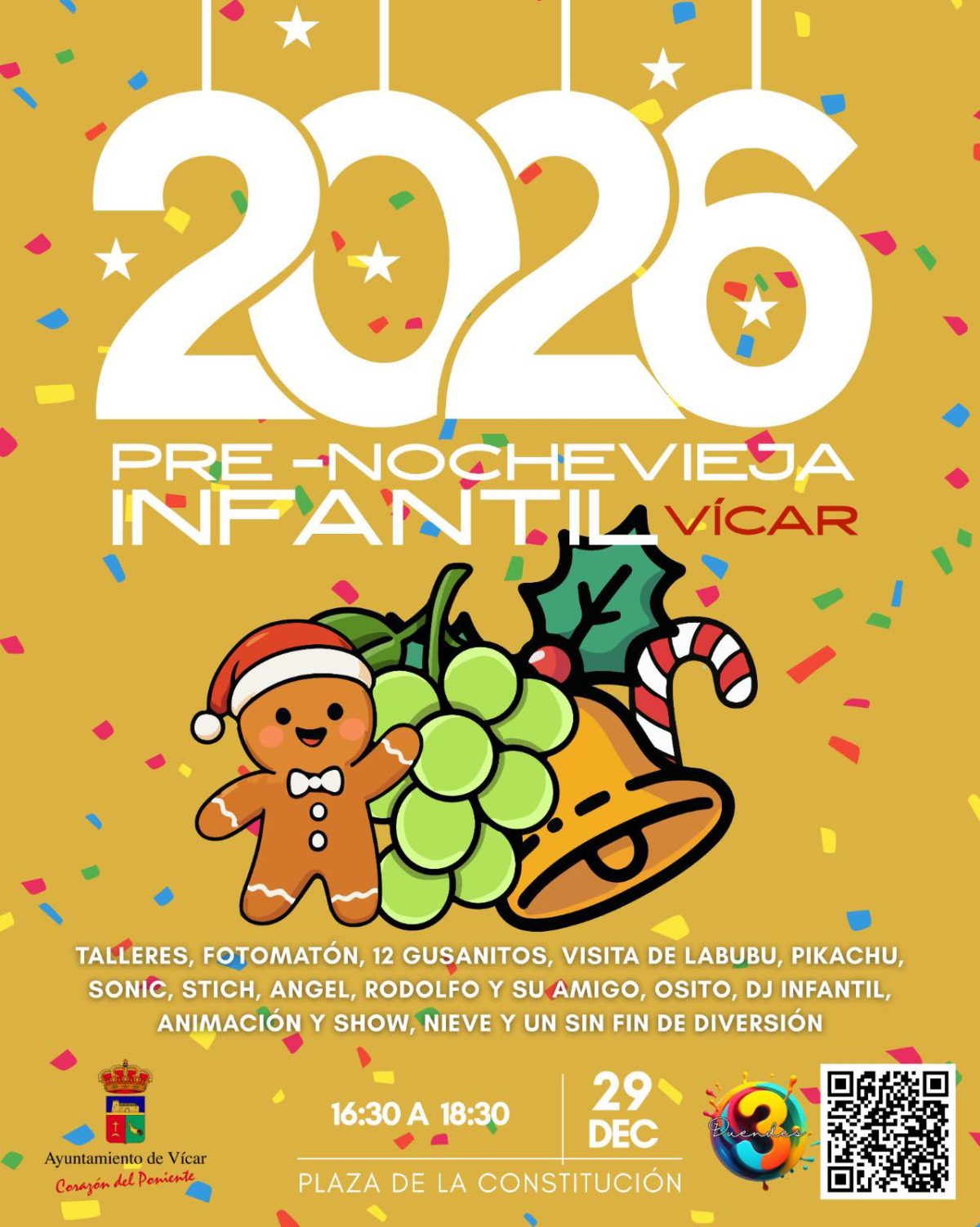 Cartel anunciador de la Pre-Nochevieja infantil
