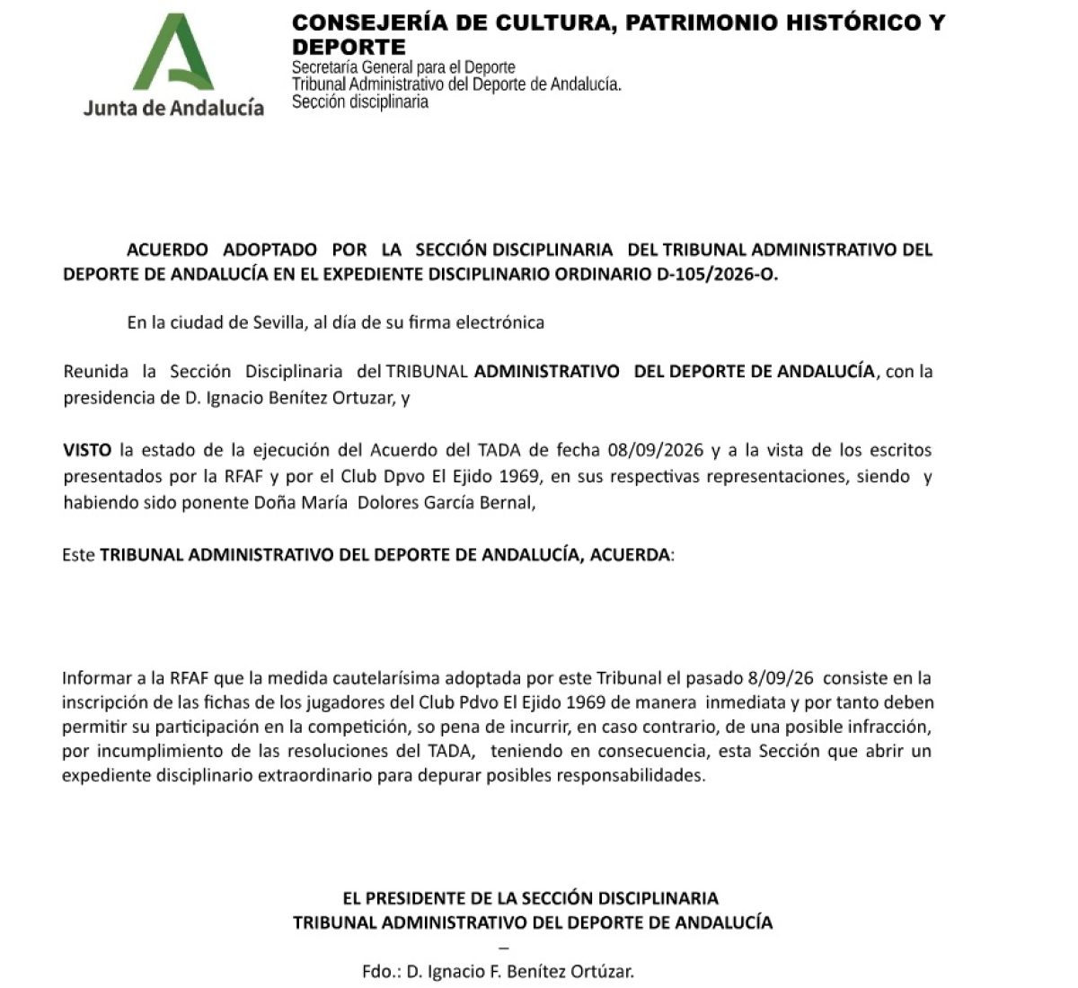 Resolución del TADA
