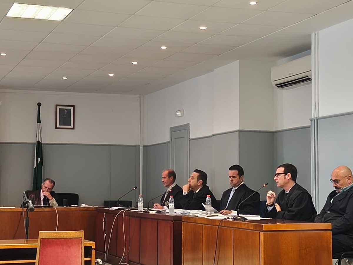 Fiscal, acusación, defensa y acusado, en la sala del juicio a 'Trino'. /F. L.V.