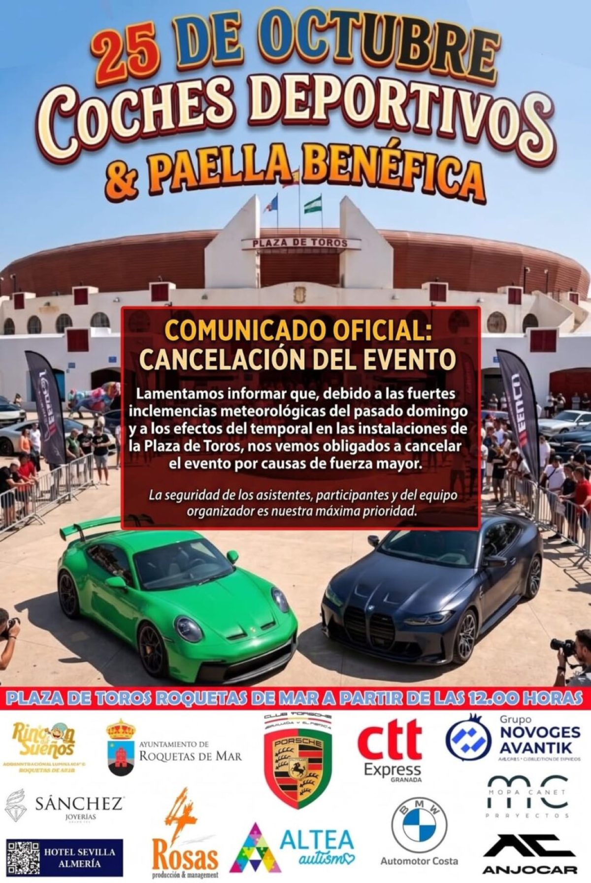Cartel informativo de la suspensión del evento. /DC