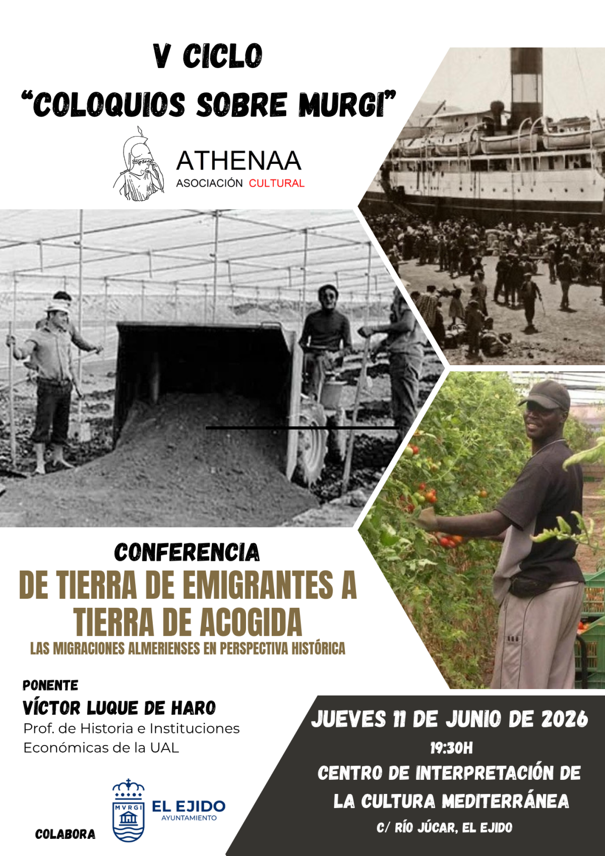 Cartel 'De tierra de emigrantes a tierra de acogida'