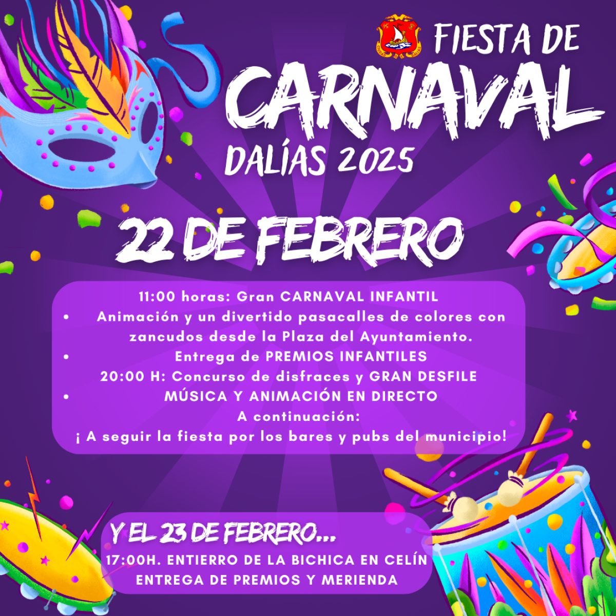 Dalías ya tiene todo listo para celebrar los Carnavales el 22 y 23 de febrero