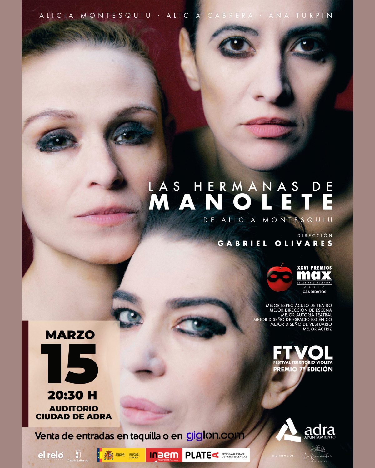 La representación teatral \'Las Hermanas de Manolete\' aterriza en Adra el 15 de marzo