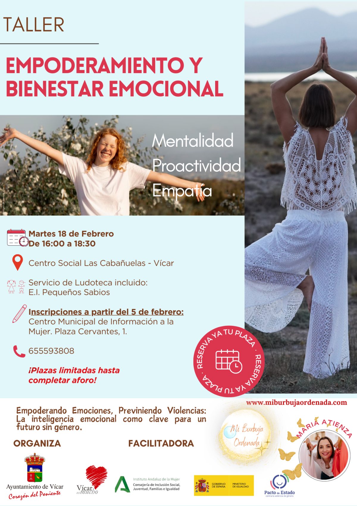 La divulgadora María Atienza impartirá un taller de \'Empoderamiento y Bienestar Emocional para la Prevención de la Violencia de Género\'