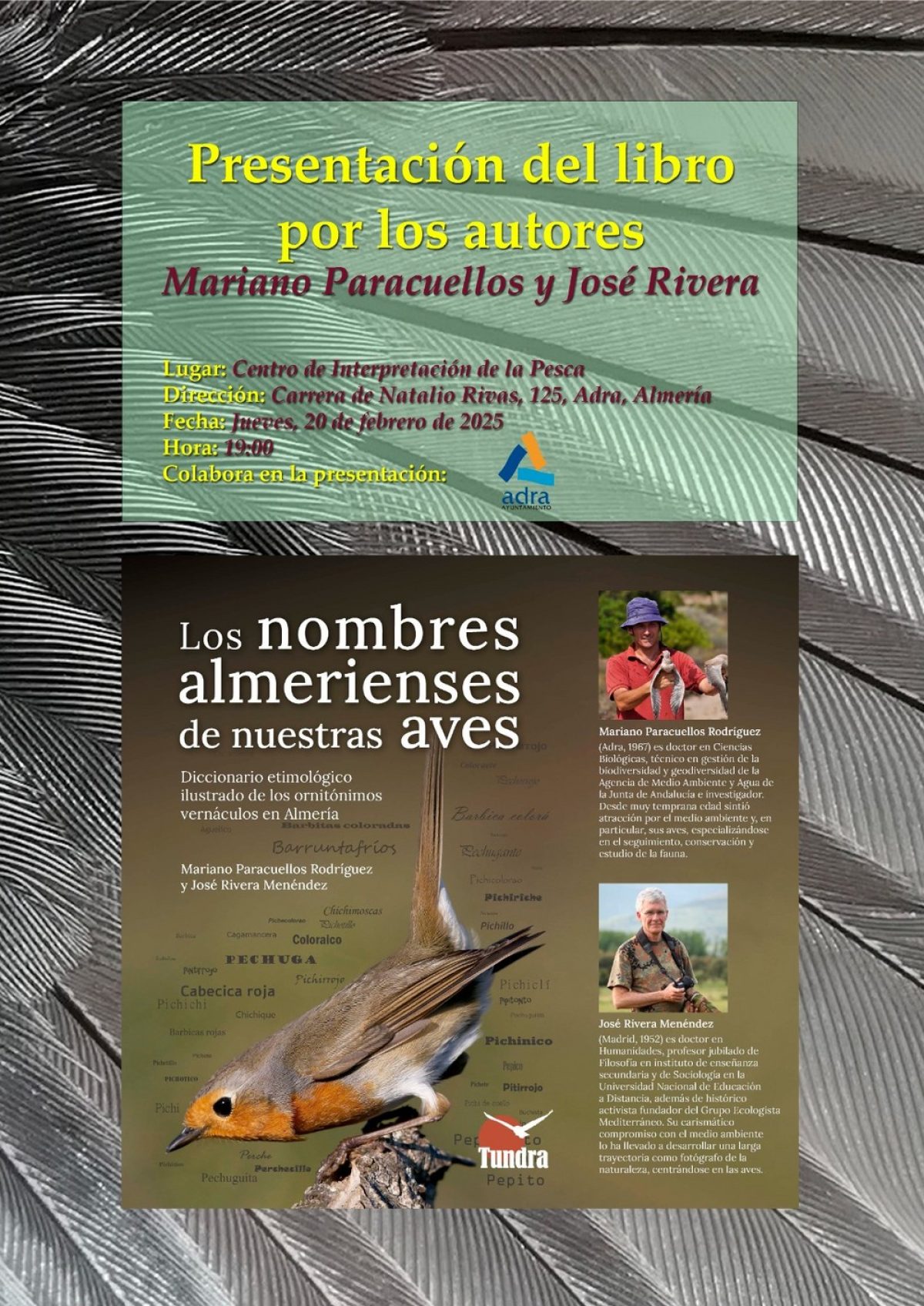 Mariano Paracuellos y José Rivera presentan el día 20 su libro en Adra