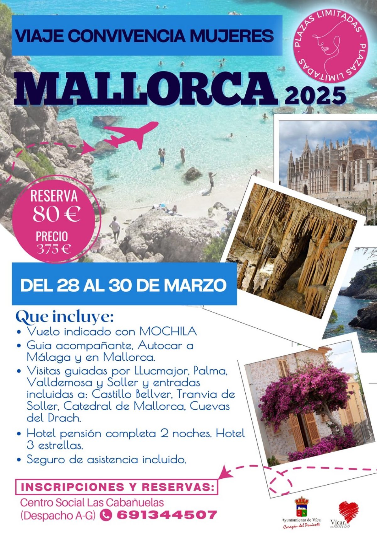 Últimas plazas para el Viaje de Convivencia de Mujeres de Vícar a Mallorca