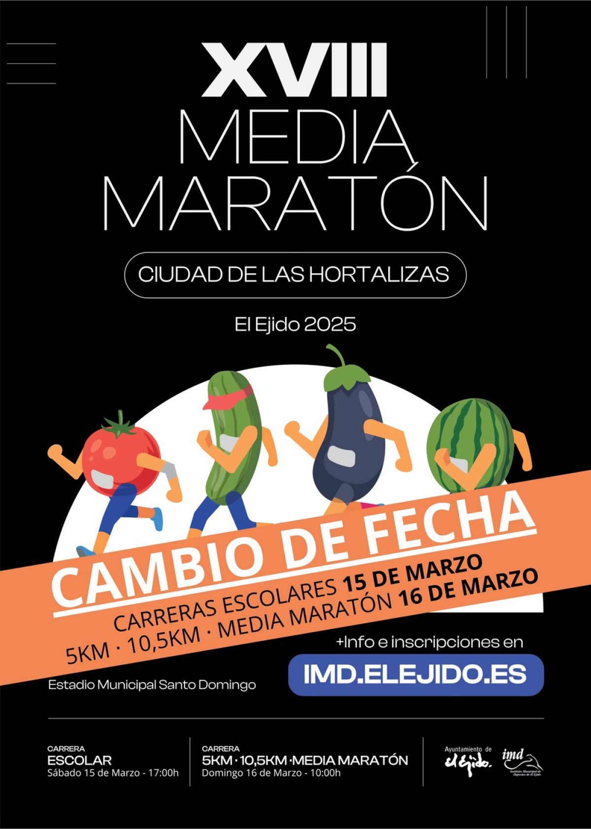 La Media Maratón \'Ciudad de la Hortalizas\' de El Ejido se celebrará finalmente 15 y 16 de marzo ante la mala previsión meteorológica