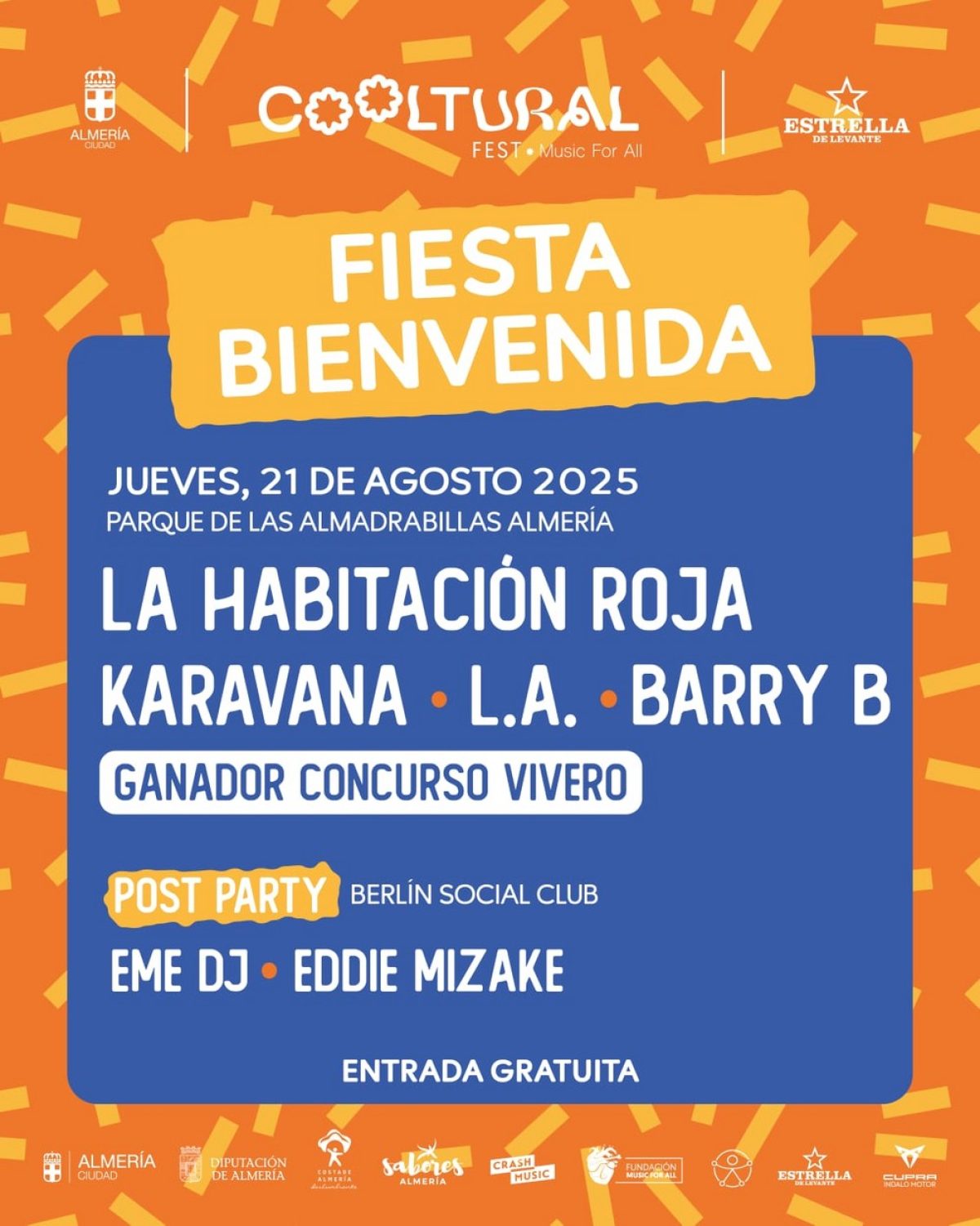 Cooltural Fest desvela el cartel de la fiesta de bienvenida gratuita del jueves 21 de agosto