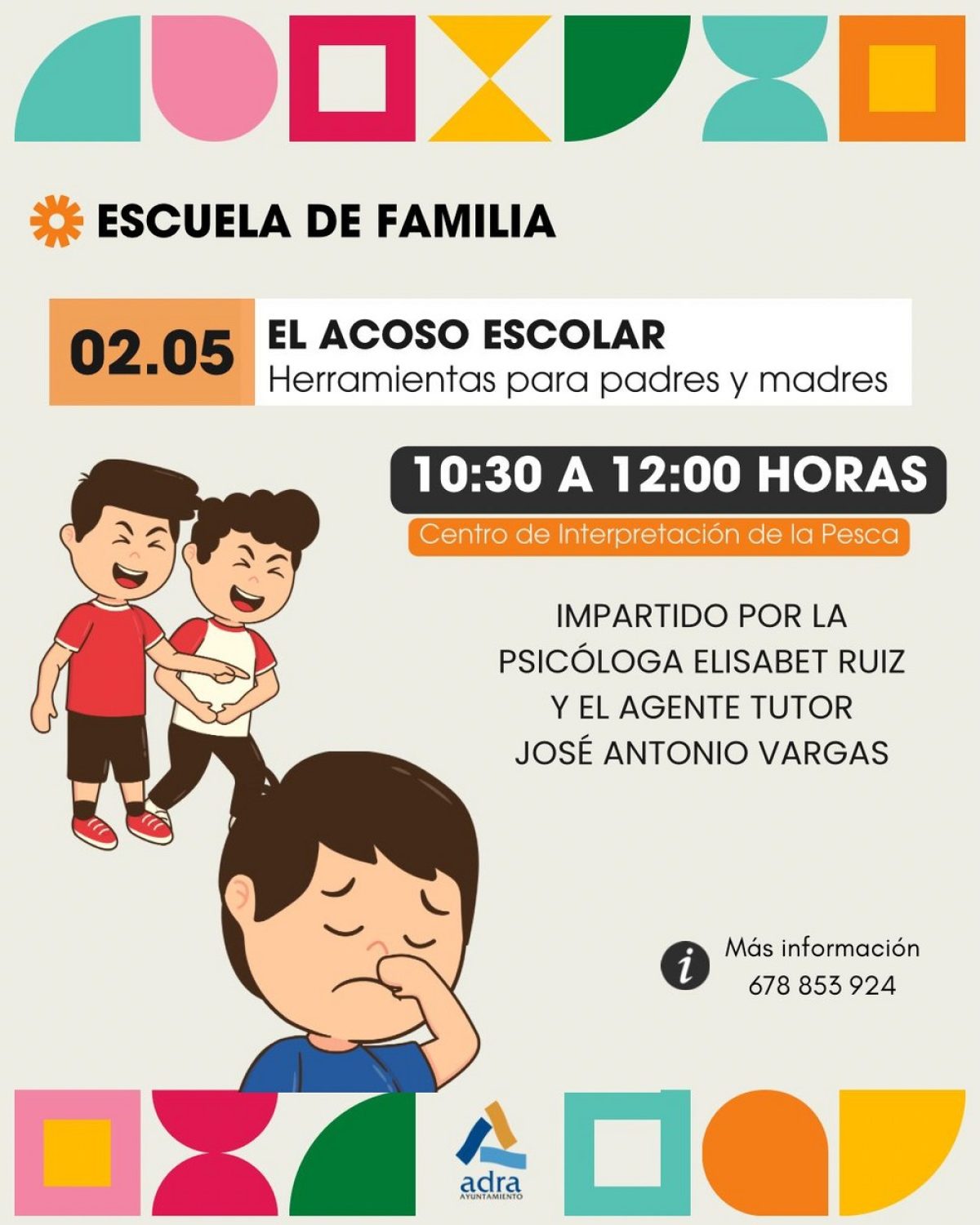 La Escuela de Familia de Adra celebra el coloquio \'El acoso escolar. Herramientas para padres y madres\'