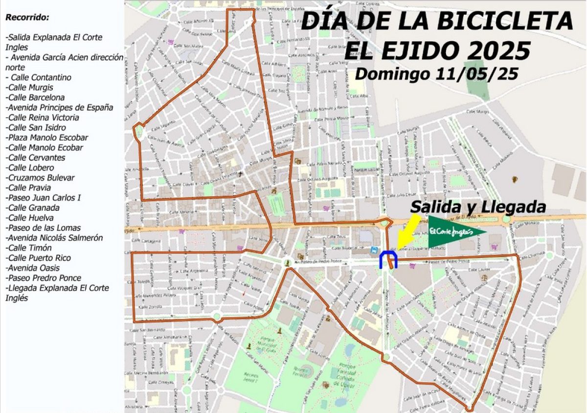 Todo listo para que este domingo se celebre el Día de la Bicicleta en El Ejido