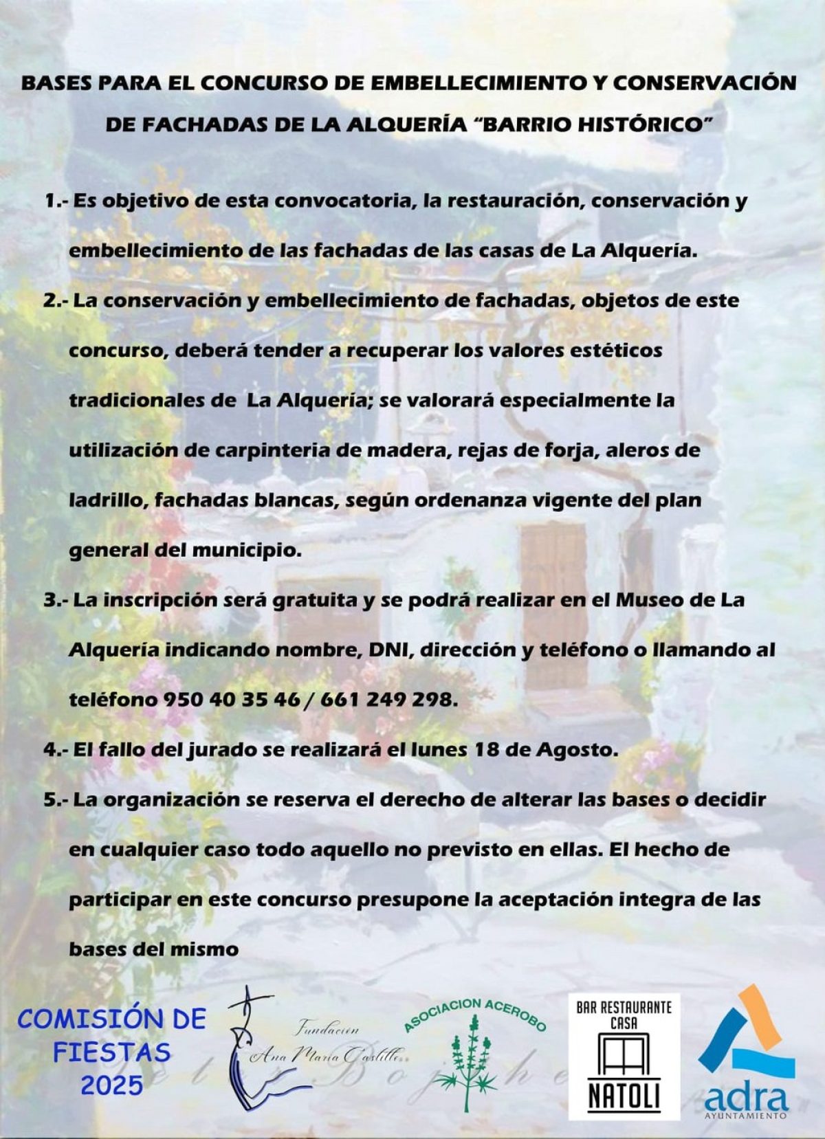 La Alquería de Adra celebra su tradicional concurso de embellecimiento y conservación de fachadas